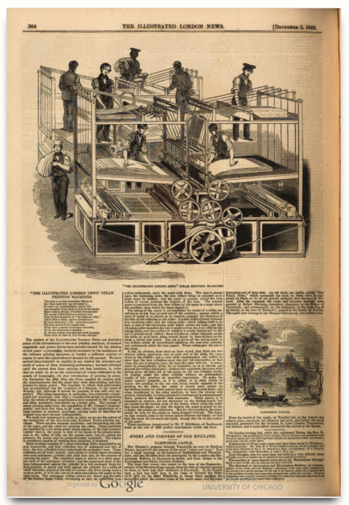 The new "steam printing machines" installed at the Illustrated London News.