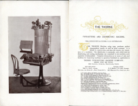 Page opening from 1894 brochure on the Thorne Type-Setttng & Distributing Machine