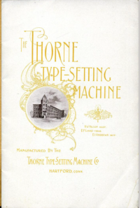 Title page of Thorne Type-Setting Machine brochure