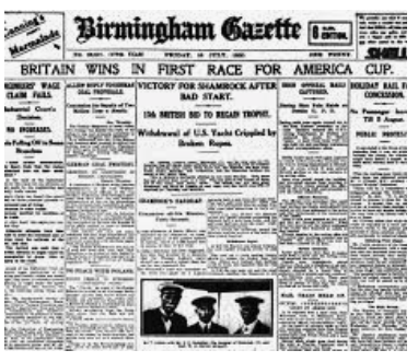 Birmingham Gazette front page