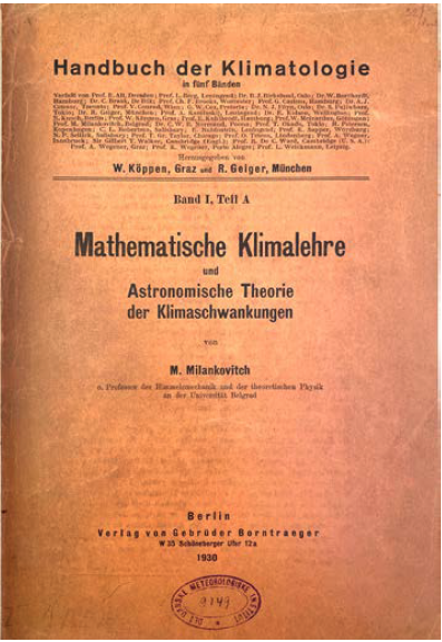 Milankovic Mathematisch Klimalehre 1930 printed wrapper