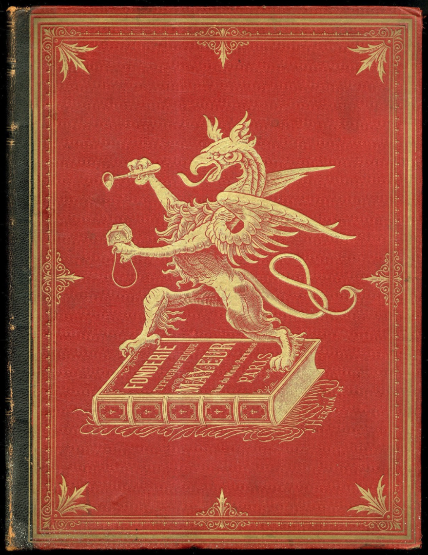 Cover of the Mayeur type foundry specimen catalogue with Dragon logo