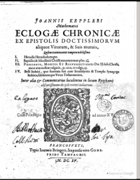 Title page of Kepler's Mathematica eclogae chronicae...1615