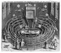The Leiden Anatomical Theatre engraved by Woudanus, 1610