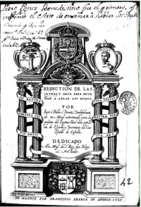 Title page of Juan Pablo Bonet's book on sign language for the deaf