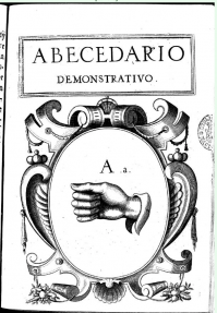Hand sign for Letter A from Juan Pablo Bonet's book
