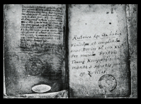 Photograph of the original MS of Imitatio Christi showing date of 1441
