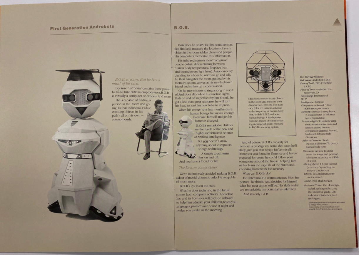 page opening of Androbot brochure