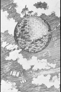 An artist's rendition of The Brick Moon.
