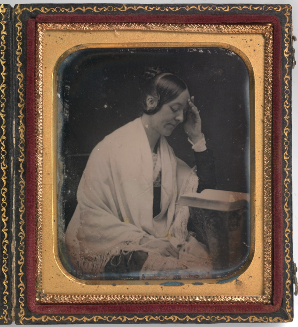 The only known daguerreotype of Margaret Fuller, taken by John Plumbe in 1846. The original is in the National Portrait Gallery.