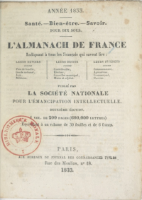 Title page of the second edition of l'Almanach de France for 1833.