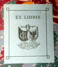 Jules Claye's bookplate, incorporating his printer's mark.