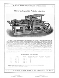 This was a state of the art machine for printing lithographs from stones. Noe that the example shown was driven by a hand crank.