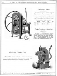 Note the weight of the embossing press that Hoe sold, the largest of which weighed 11,500 pounds.