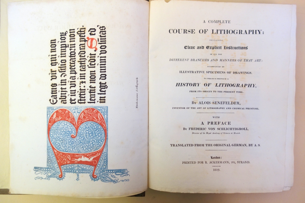 Senefelder course of lithography title page and frontispiece