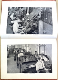 Upper page: Partial View of Linotype Department; Lower page: Section of Composing Room. Evidently Shepards continued to do a great deal of manual composition.