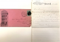 The letter on the Steubenville Herald Stationery and the pink printed envelope.