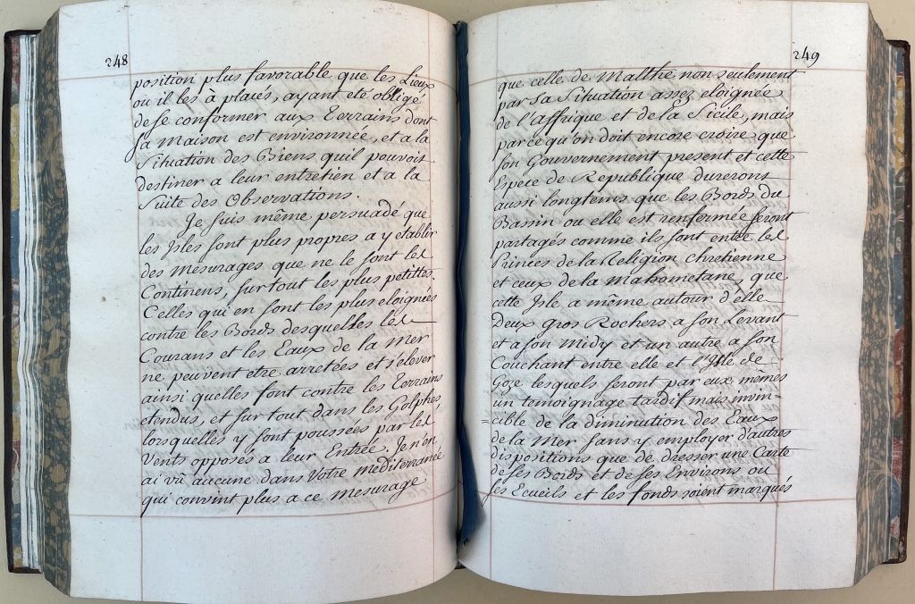 A typical page opening of the manuscript. Notice the elegant handwriting of a professional copyist or secretary.