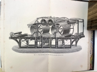 Superb illustration from Theotiste Lefevre Guide pratique du compositeur Vol. 2 (1878) of the Cowper & Applegath double-cylinder perfecting machine that Lefevre states was introduced in Paris