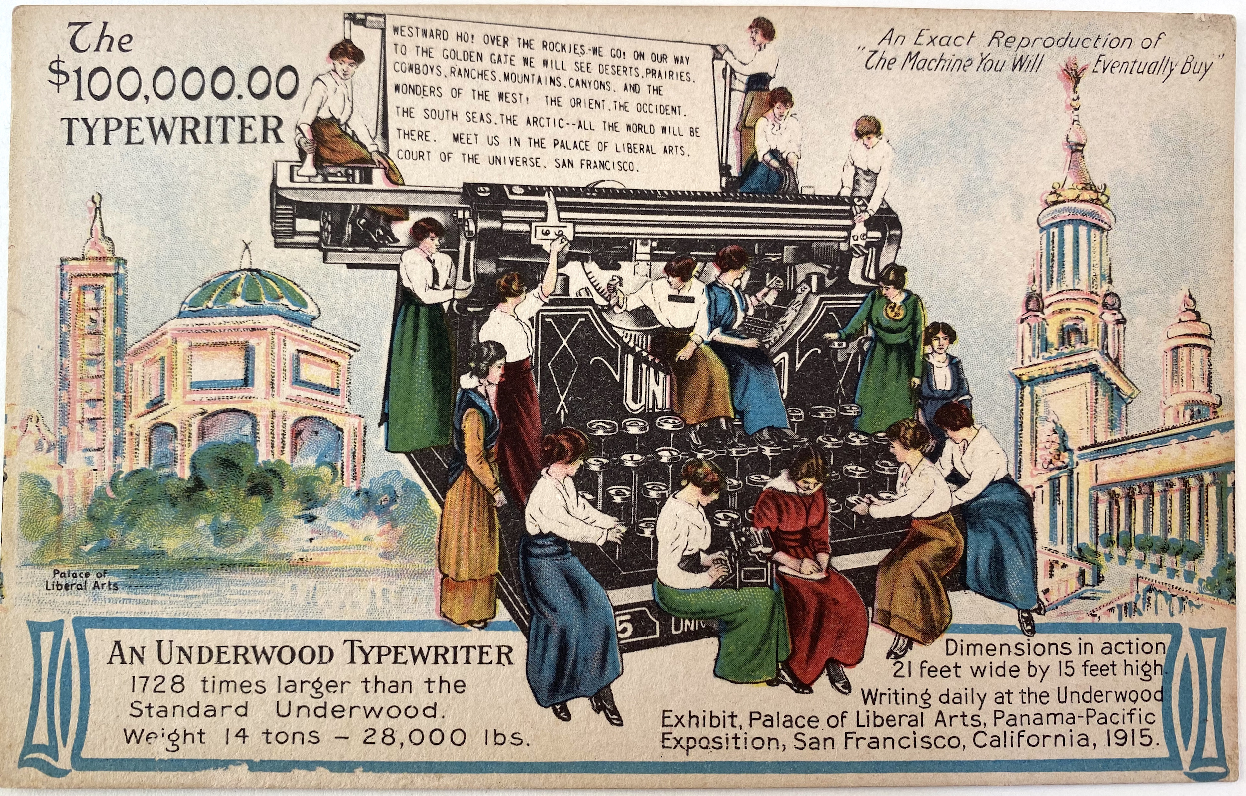 The $100,000 typewriter, Giant Underwood typewriter at Panama Pacific Exposition actually worked.