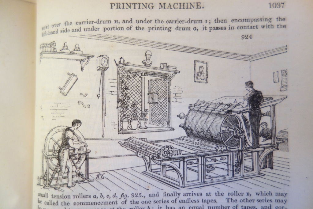 This enlargement shows a boy driving a single cylinder machine by means of a separate hand-crank mechanism connected by a belt. Ure's book is the only place I have seen an image of this parti