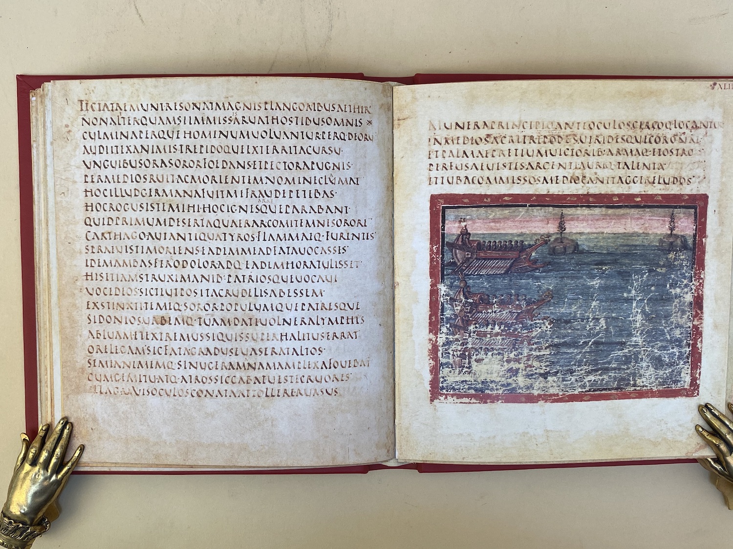 Page opening from the Akademische Druck facsimile of the Vergilius Vaticanus in my library, emphasizing the majestic rustic capitals in which the text was written, without word spacing.