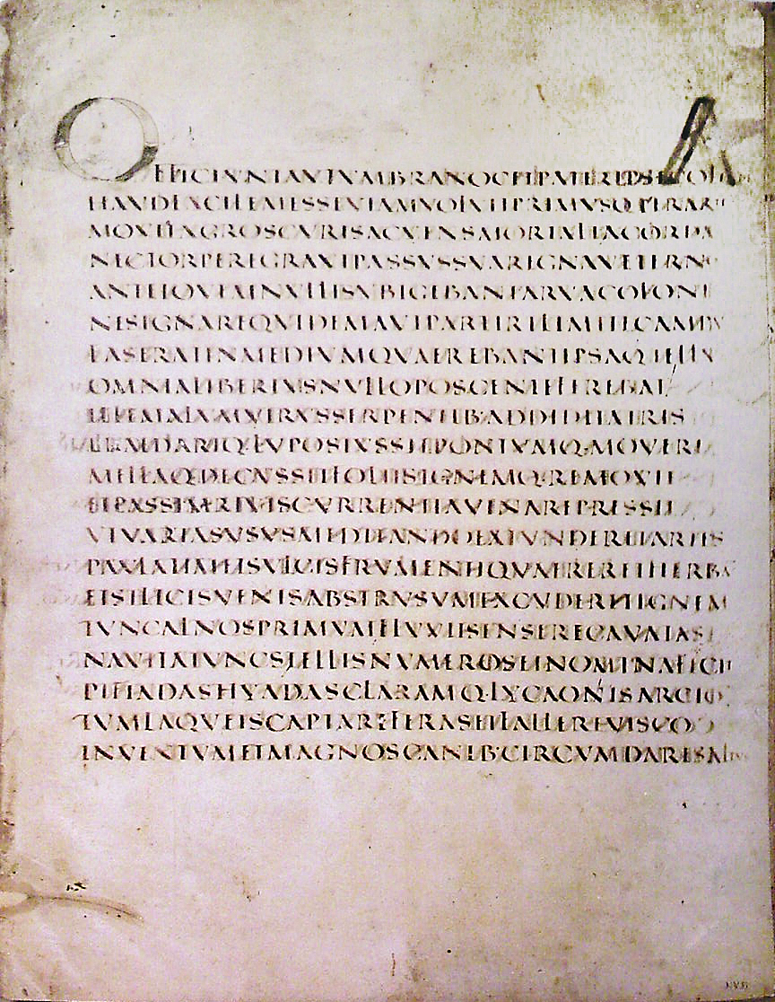 Detail of an ancient Roman scroll manuscript
