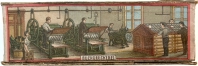 The Zocher print shop as illustrated on one of the longer sides of the card box (enlarged).