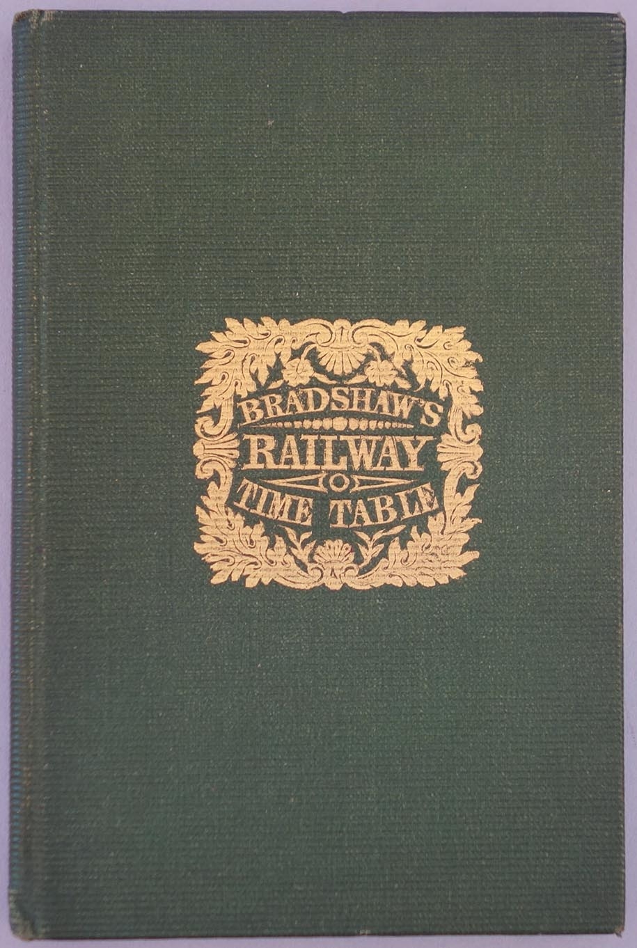 Binding on the first edition of Bradshaw. The timetables were issued in a pocket 12mo format.