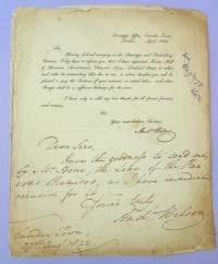 Partly printed and partly autograph letter by printer Andrew Wilson from his Stereotype Office when he shut down his business in 1822.