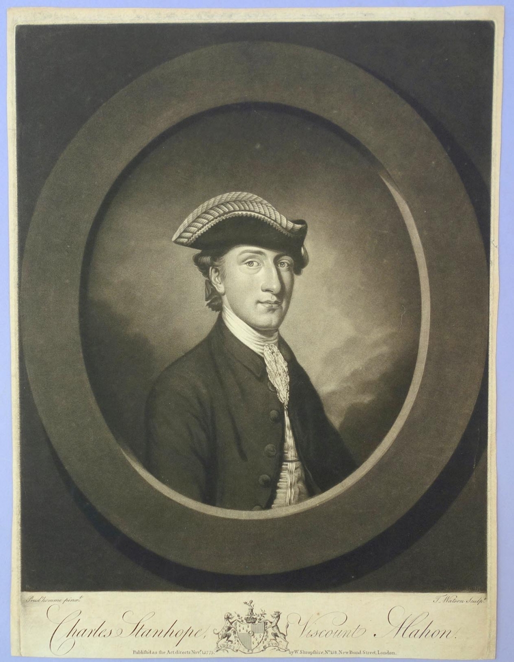 Mezzotint portrait of Lord Stanhope engraved by T. Watson after a painting by Prud
