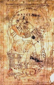 Portrait of Origen writing from a manuscript of In numeros homilia XXVII dated circa 1160.
