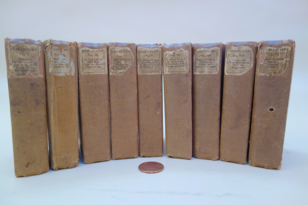 The tiny Pickering Diamond Classic Shakespeare set of 9 volumes in original publisher