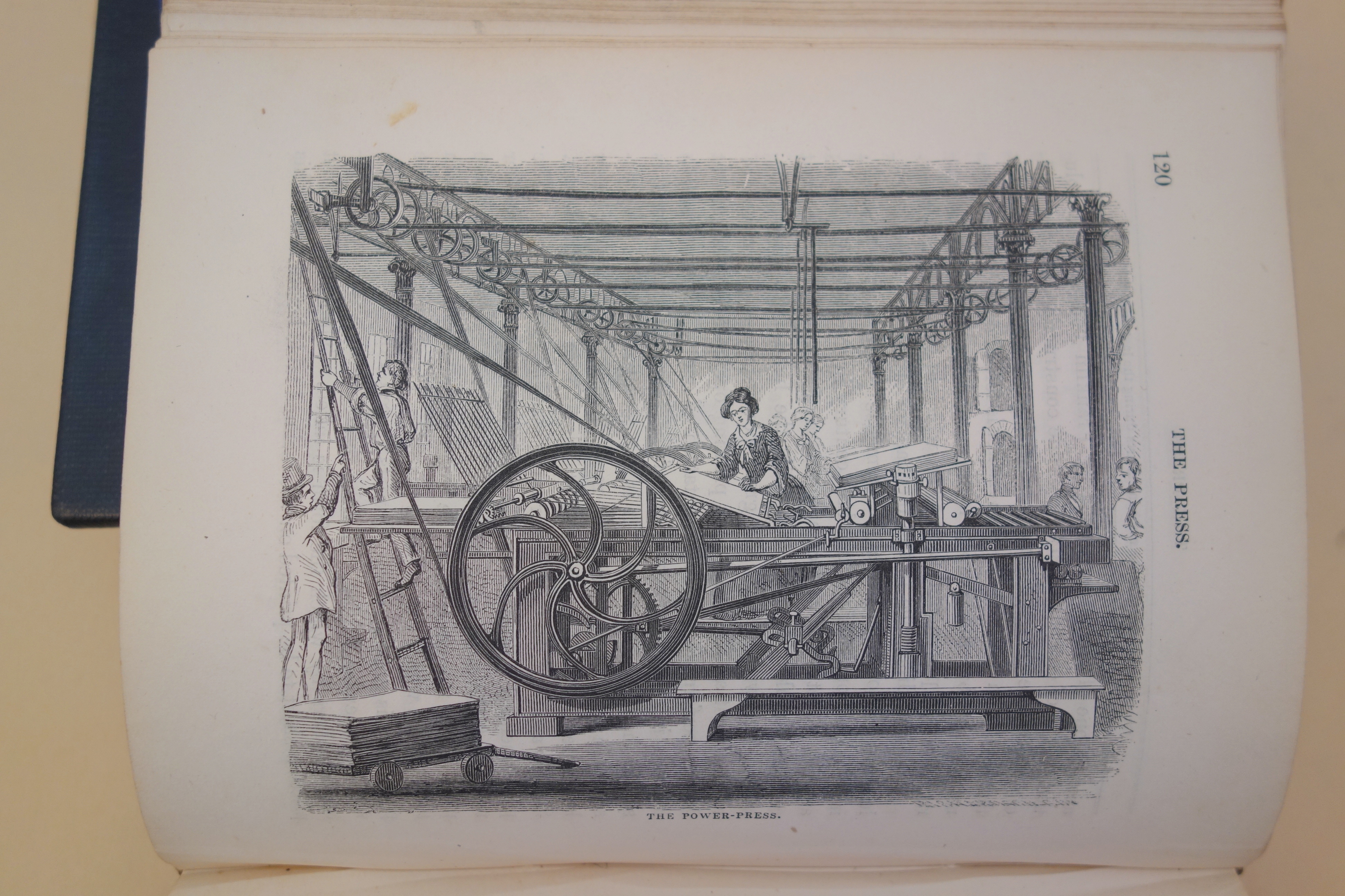This Adams power press could be operated by women and men; because of the force required, hand presses generally had to be operated by men.