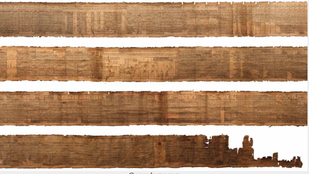 The complete papyrus roll contains 192 chapters written in hieratic script, with 227 vignettes in total. Condition is very good except for the last portion, presumably the last and most exposed portions of the papyrus roll.