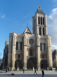 The west exterior facade of the Abbey of Saint Denis, considered by historians to be the firs building in the Gothic style. (View Larger)
