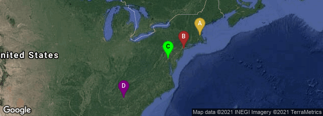 Detail map of Cambridge, Massachusetts, United States,Brooklyn, New York, United States,Baltimore, Maryland, United States,Atlanta, Georgia, United States
