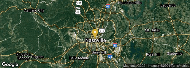 Detail map of Nashville, Tennessee, United States