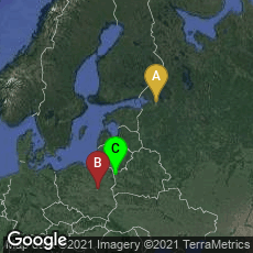Overview map of Tsentralnyy rayon, Sankt-Peterburg, Russia,Śródmieście, Warszawa, mazowieckie, Poland,Kastryčnicki rajon, Hrodna, Hrodna Region, Belarus