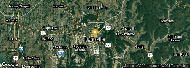 Detail map of Huntsville, Alabama, United States