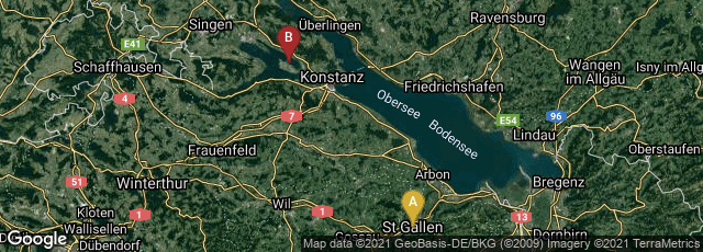 Detail map of St. Gallen, Sankt Gallen, Switzerland,Reichenau, Reichenau, Baden-Württemberg, Germany