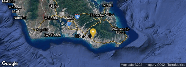 Detail map of Honolulu, Hawaii, United States