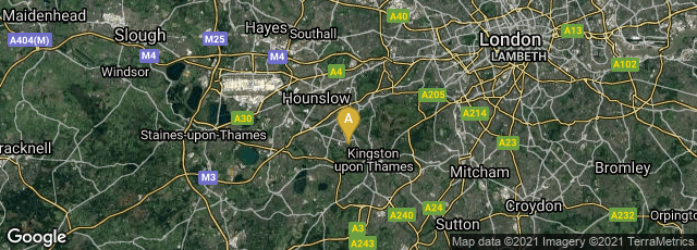 Detail map of Teddington, England, United Kingdom