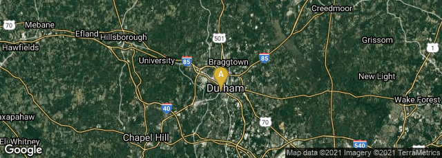 Detail map of Durham, North Carolina, United States