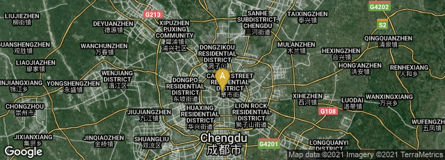 Detail map of Qingyang Qu, Chengdu Shi, Sichuan Sheng, China