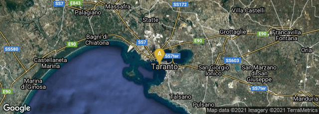 Detail map of Taranto, Puglia, Italy