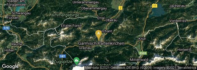 Detail map of Sonnenbichl, Garmisch-Partenkirchen, Bayern, Germany