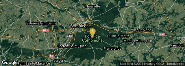 Detail map of Compiègne, Hauts-de-France, France