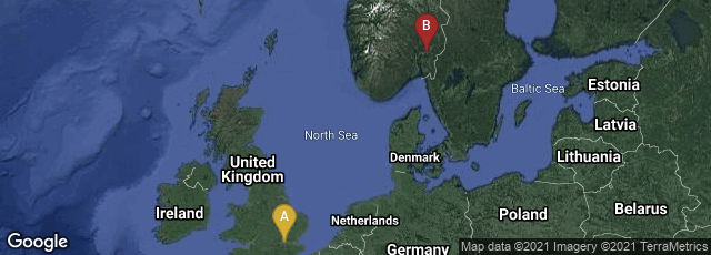 Detail map of London, England, United Kingdom,Skedsmokorset, Viken, Norway