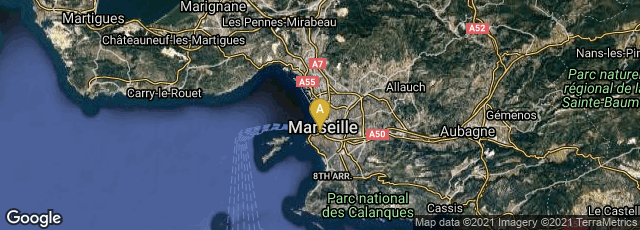 Detail map of Marseille, Provence-Alpes-Côte d
